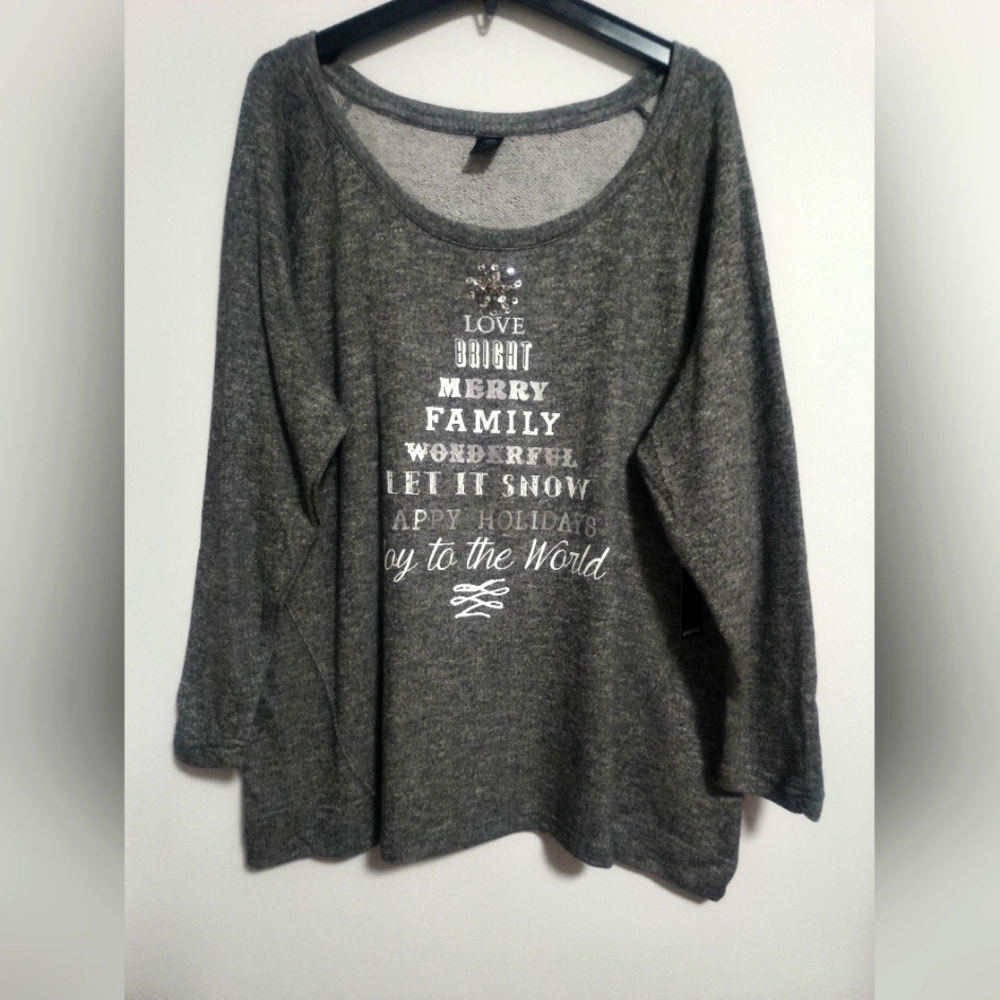 [5X$20] New Holiday Bright Star Glittery Top / Size 2X
